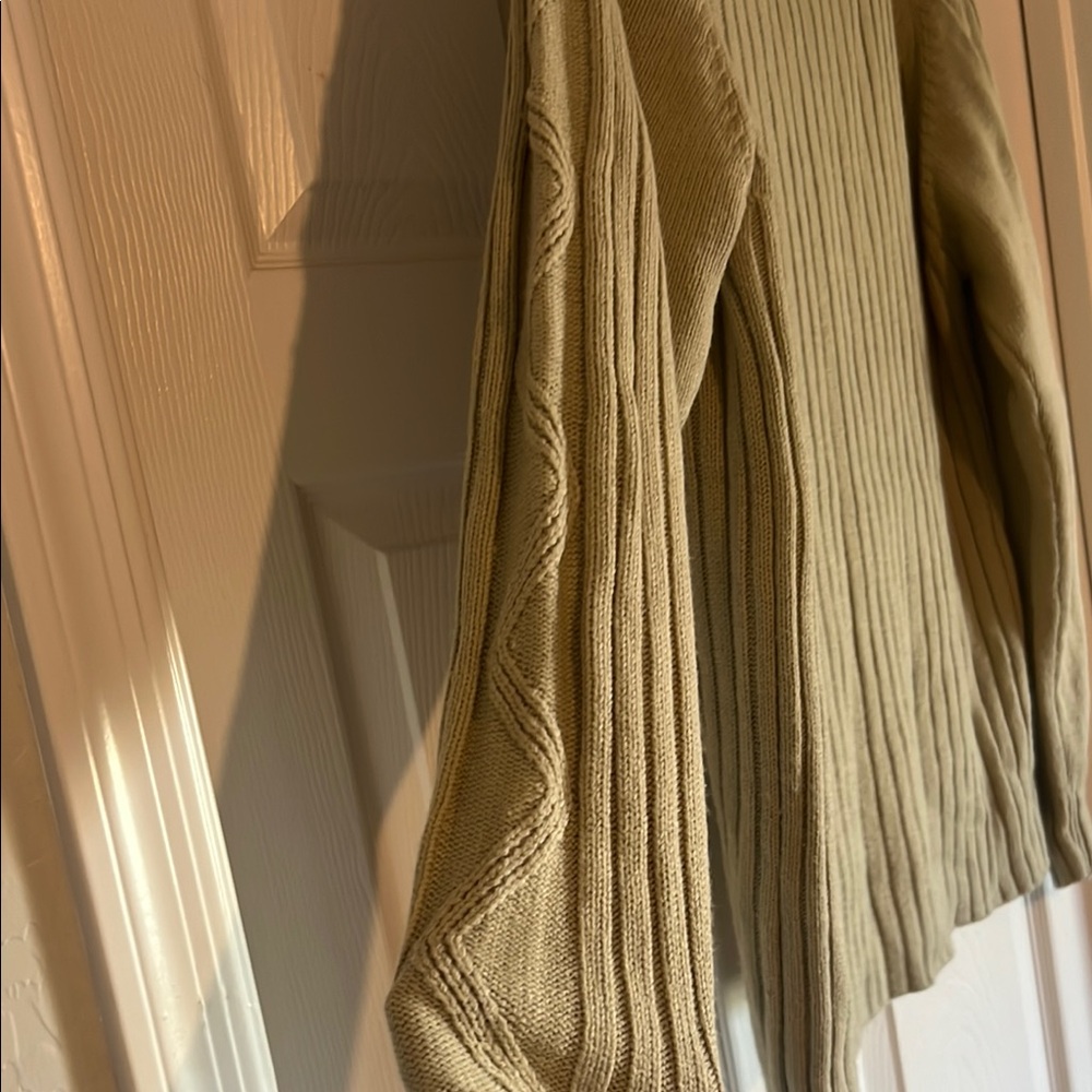 Tan Cowl Neck Sweater with Ribbed Texture - Picture 7 of 7